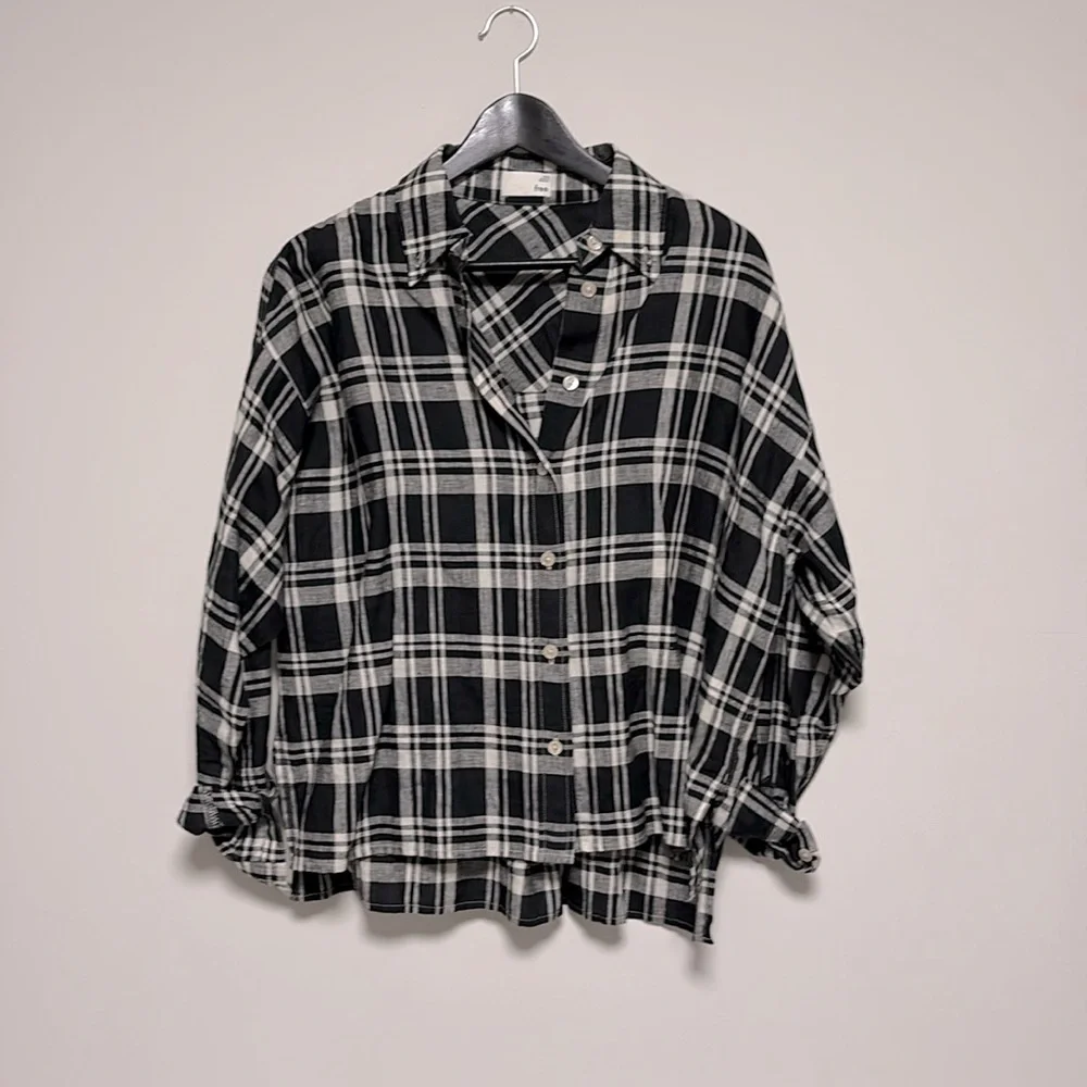 Aritzia Wilfred plaid Tanis linen button top sz xxs work once - Picture 1 of 12